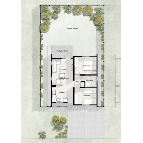 efree 2 bed home floor plan with private garden